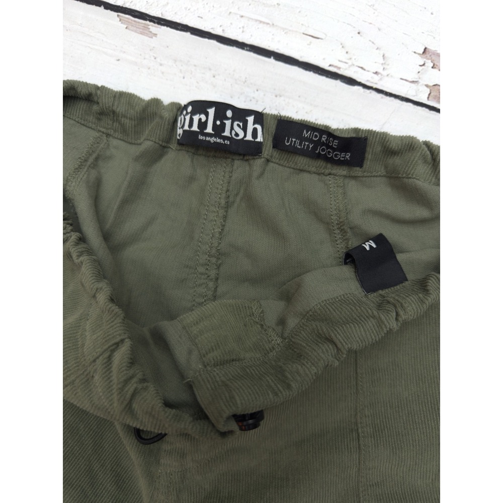 Girl-ish Los Angeles Olive Green Corduroy Mid Rise Utility Jogger Pants Size M - Picture 4 of 9